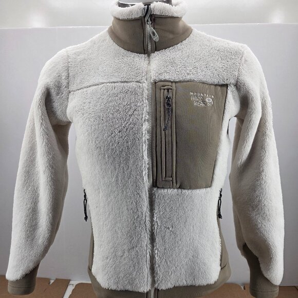 Mountain Hardwear Jacket Women Medium White  Fleece Full Zip Up Pile Warm Soft - Picture 1 of 8